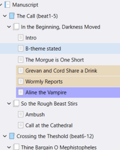 The Binder shows your hierarchical story-structure
