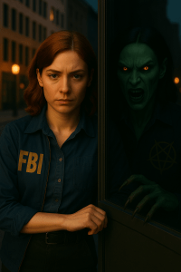 Female FBI Agent whose reflection in a window is a vampire